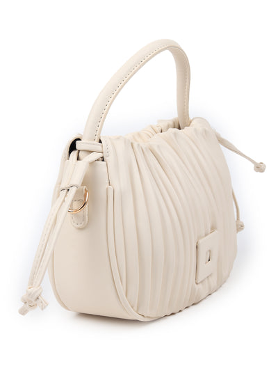 Odette Women White Ruched Handbag