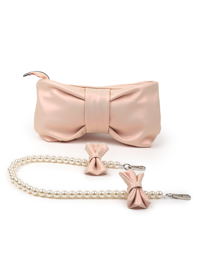 Peach Bow Shape Hand Bag