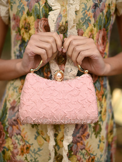 Pink Textured Party Clutch