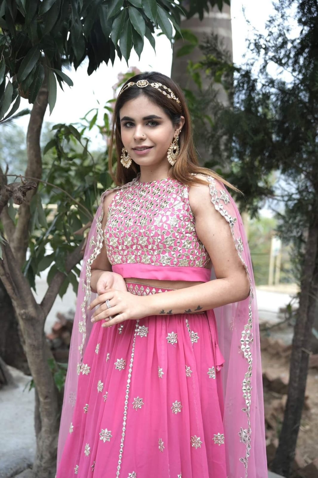 Buy Pink Sequins Georgette Lehenga Choli With Dupatta Online At Zeel  Clothing
