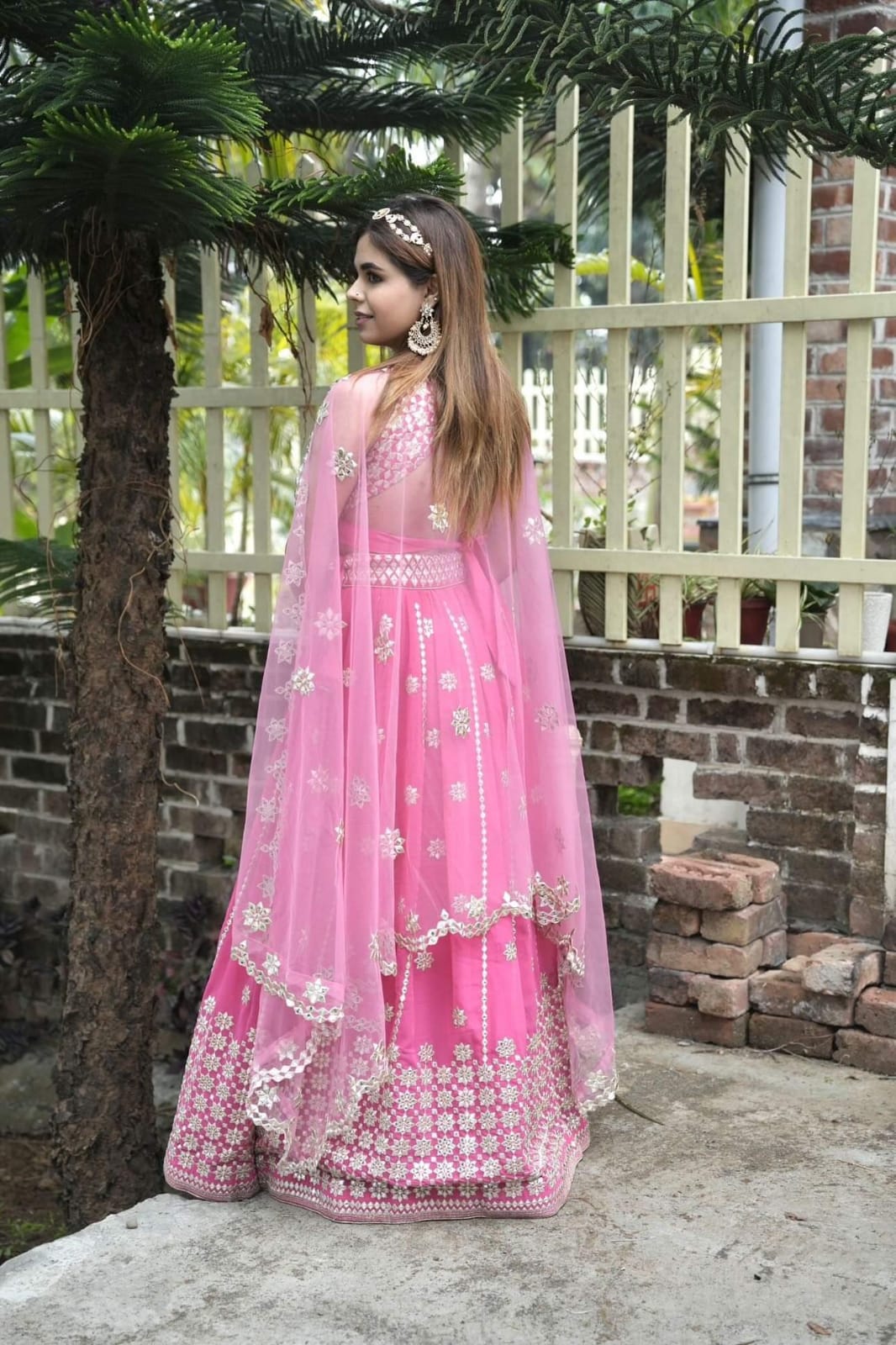 Odette Women Pink Stunning Semi Stitched Lehenga With Unstitched Blouse
