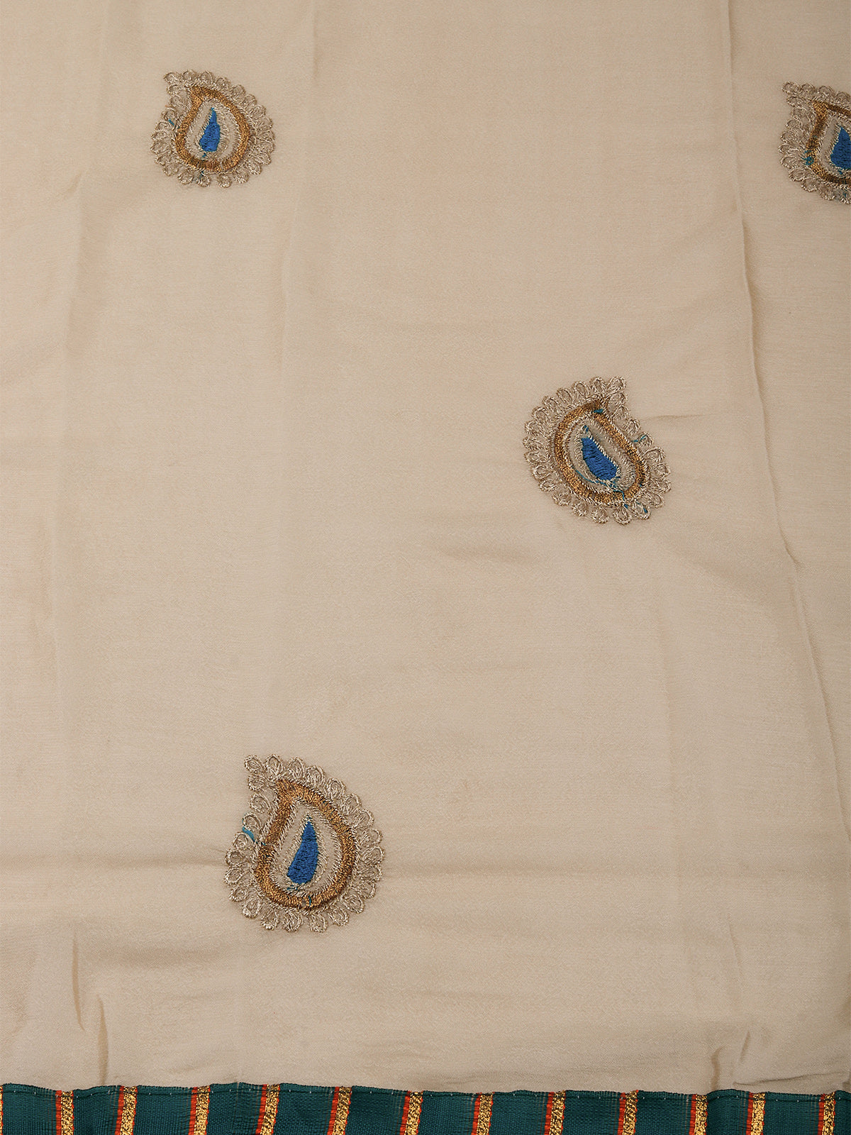 Odette Women Beige Naznin Designer Embroidery Semi Stitched Kurta Set