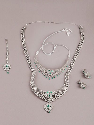 Alina White And Green Mesh Necklace Set - Odette
