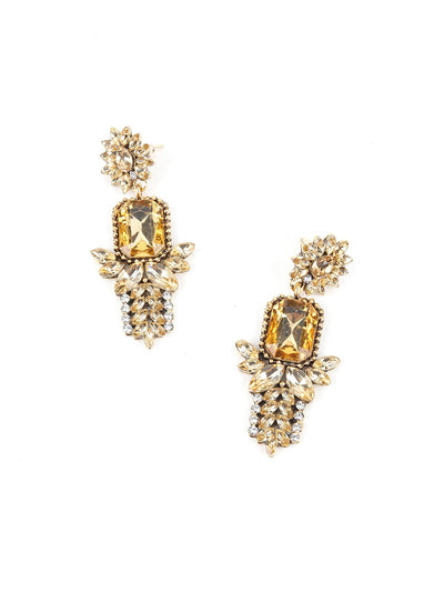 Ani Golden Crystal Dangle Earrings - Odette