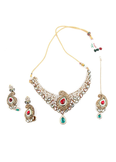 Antique Kundan Necklace Set - Odette