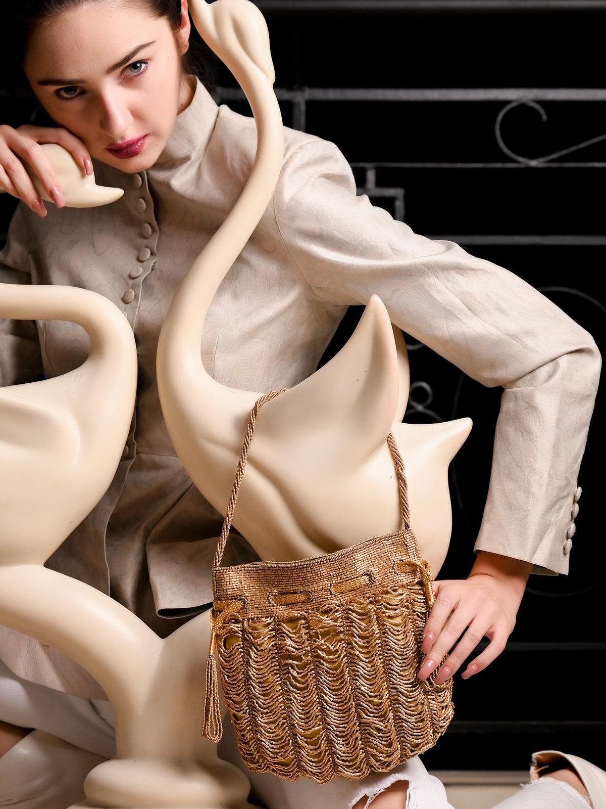 Buy Gold and Sliver Designer Potli Bag Online. – Odette