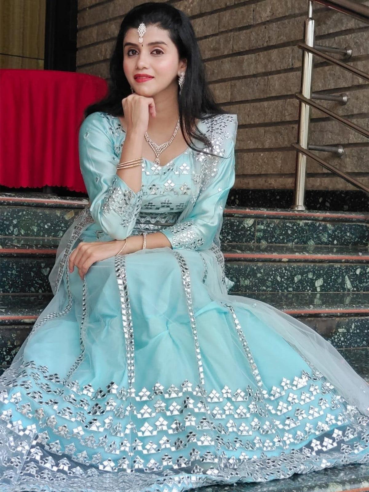Buy Aqua Blue Lehenga Choli Odette Buy Aqua Blue Lehenga Choli Odette