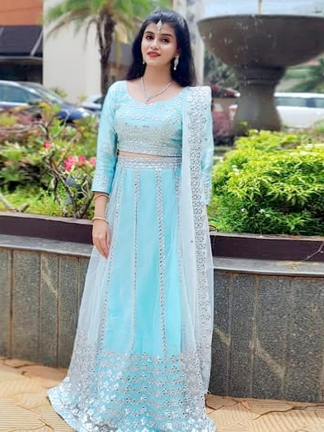 Buy Aqua Blue Lehenga Choli Odette Buy Aqua Blue Lehenga Choli Odette