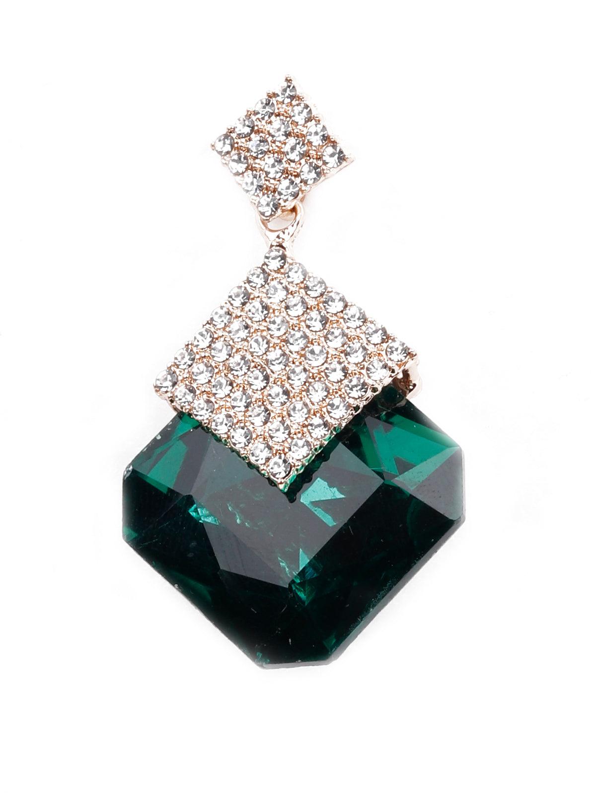 Artificial crystal-studded elegant drop earrings - Odette