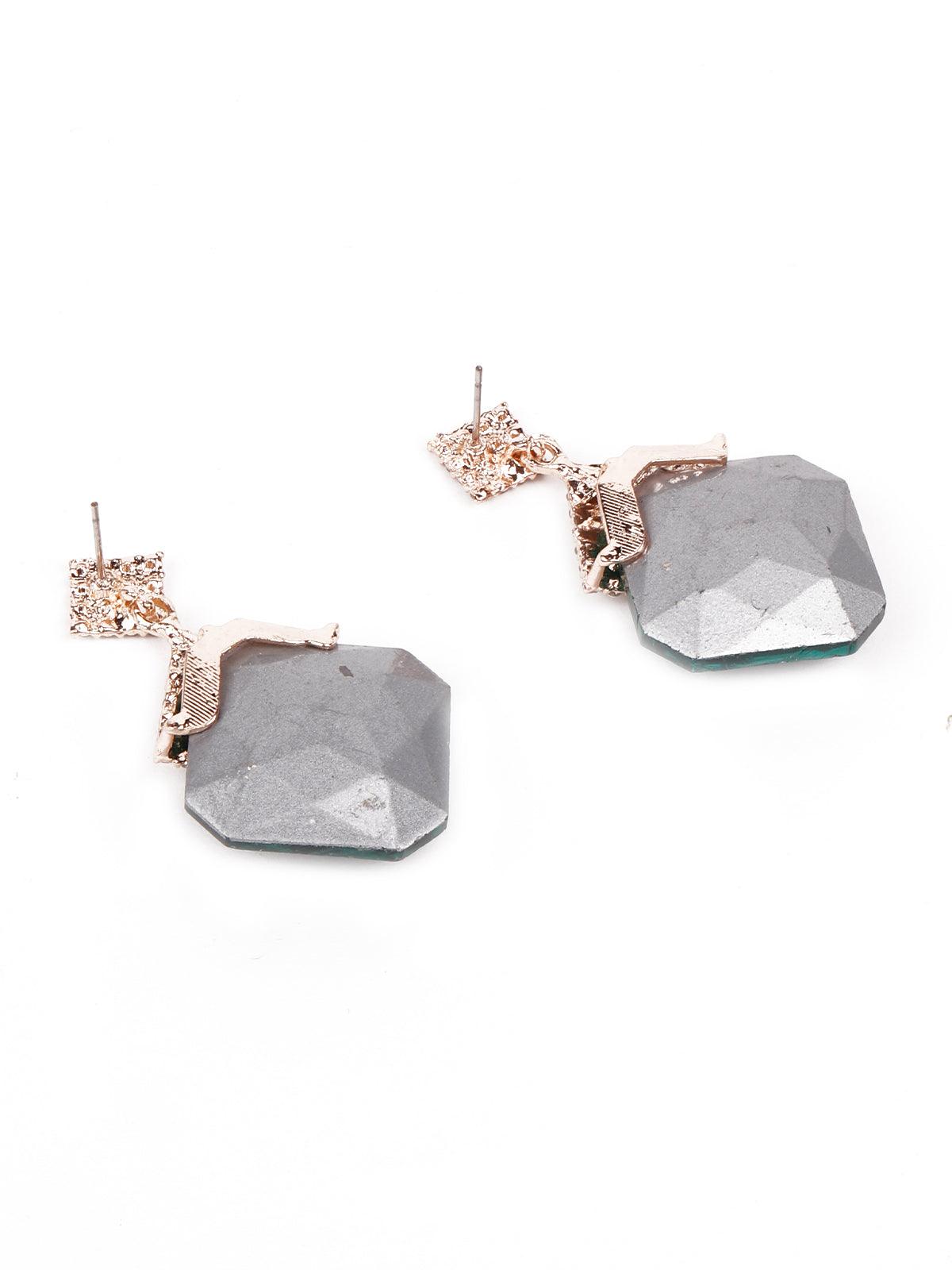 Artificial crystal-studded elegant drop earrings - Odette