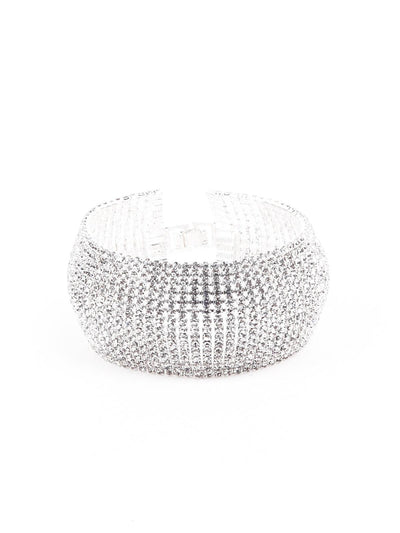 Artificial diamond-studded statement bracelet - Odette