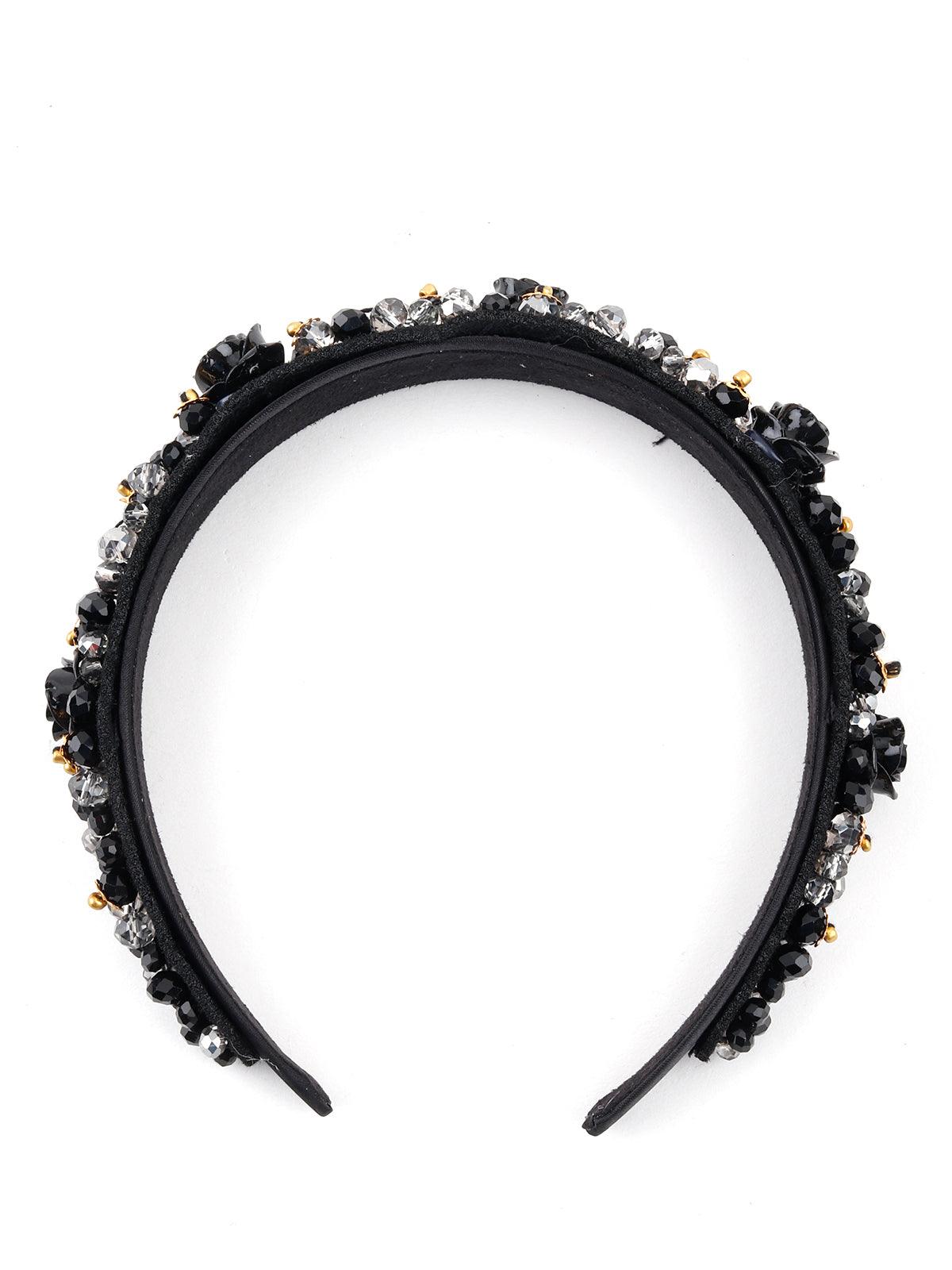 Ash Grey and black beads Hair Band - Odette
