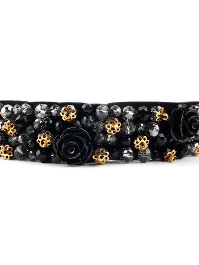 Ash Grey and black beads Hair Band - Odette