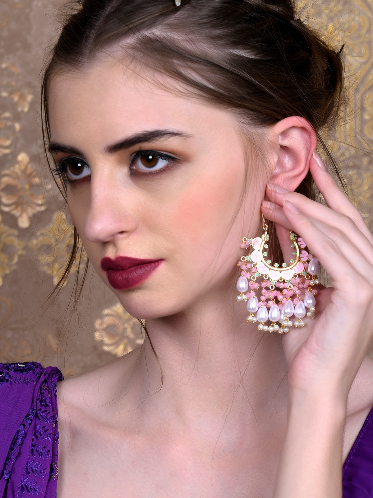 Pink Hoop Style Earrings