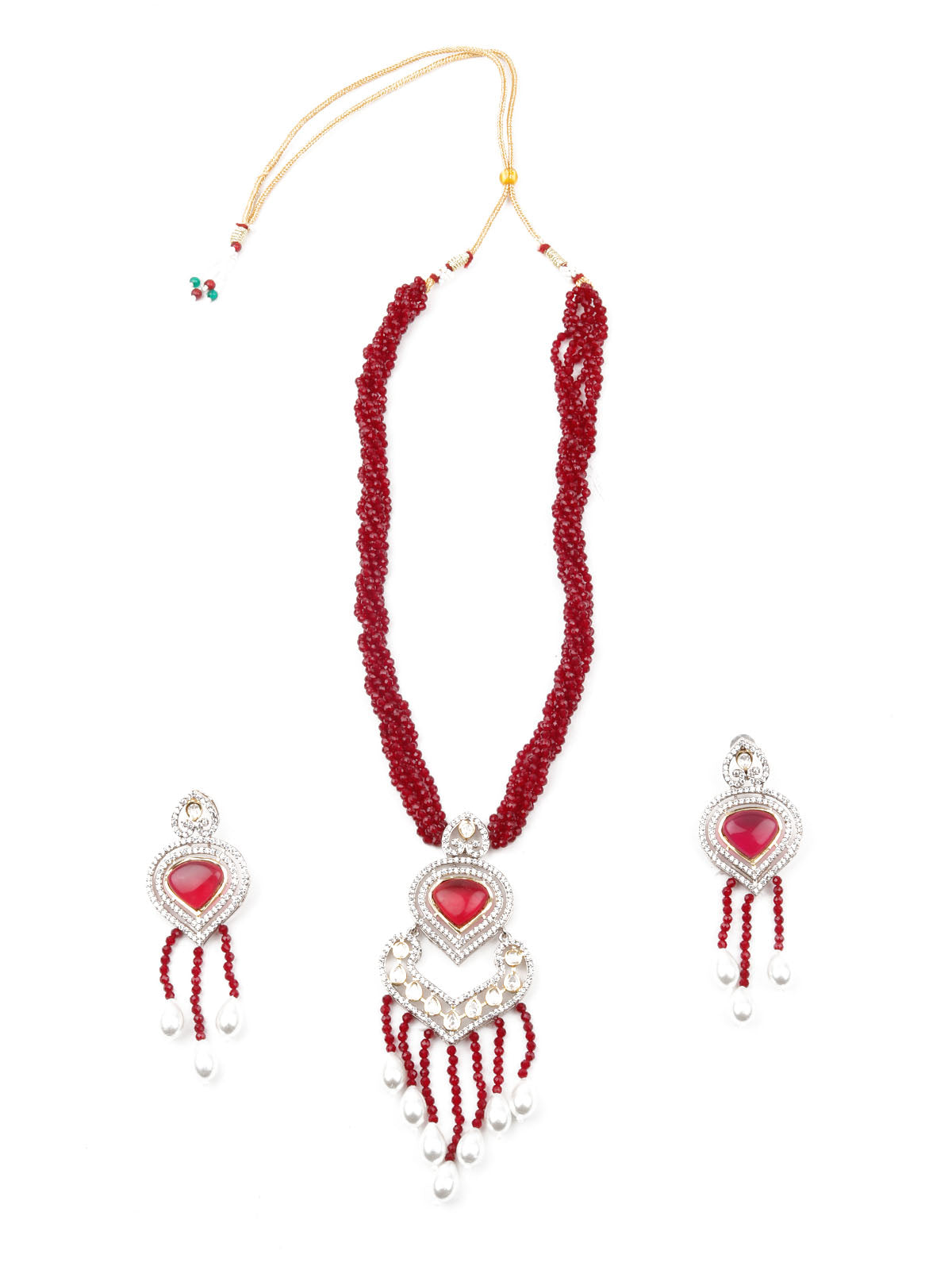 Odette Women Red Long Necklace Set