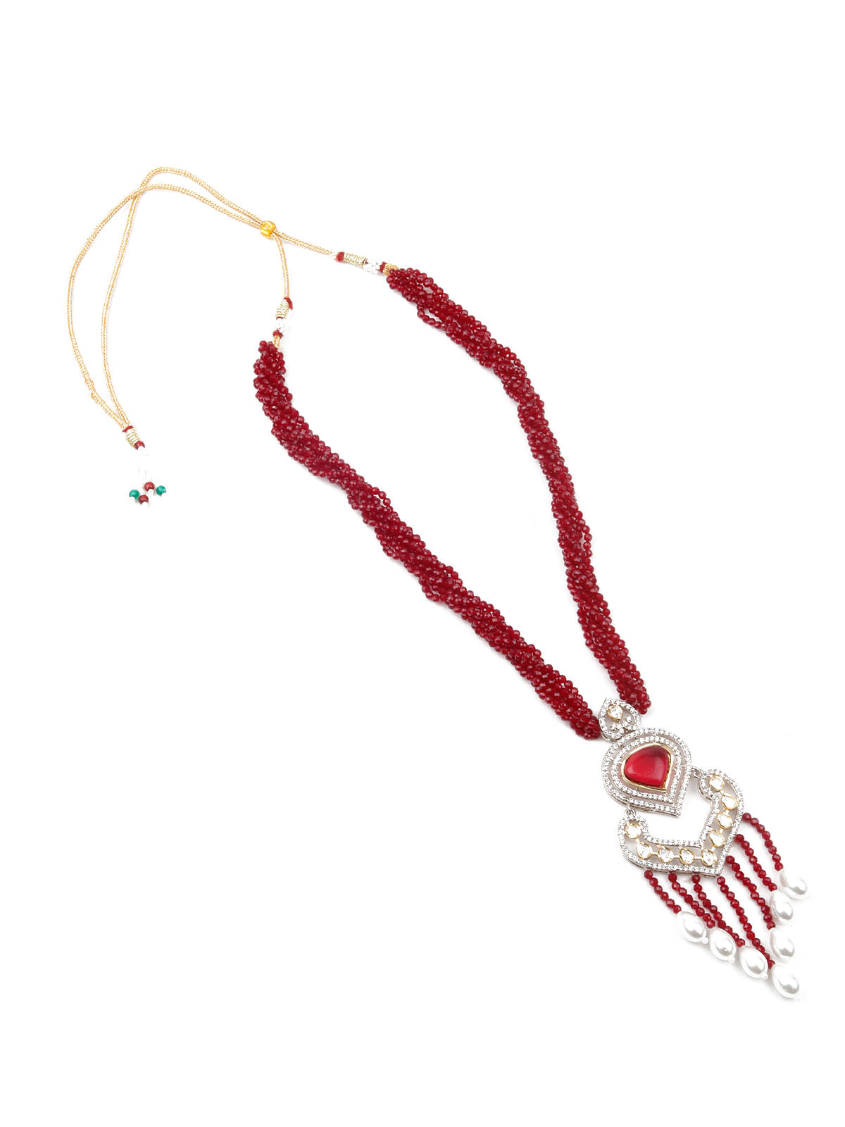 Odette Women Red Long Necklace Set