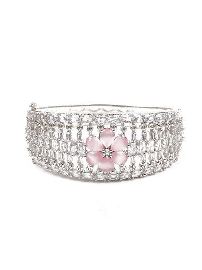 Odette Women Silver And Pink Imitation Embellished Bracelet