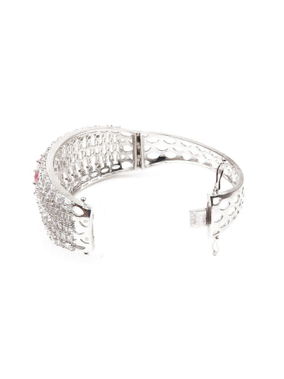 Odette Women Silver And Pink Imitation Embellished Bracelet