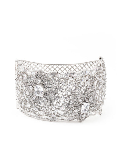 Odette Women Silver Broad Imitation Cuff Bracelet