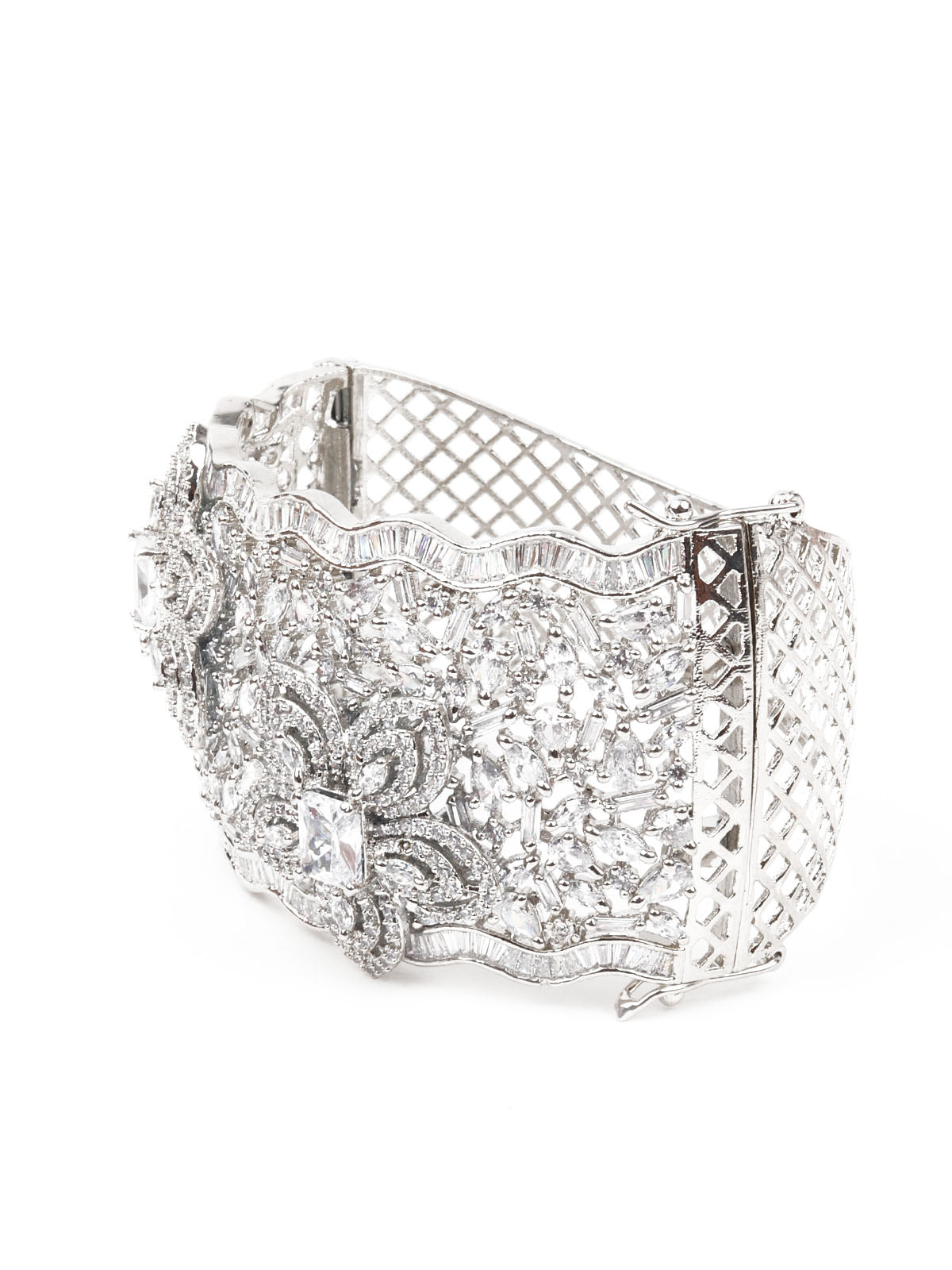 Odette Women Silver Broad Imitation Cuff Bracelet