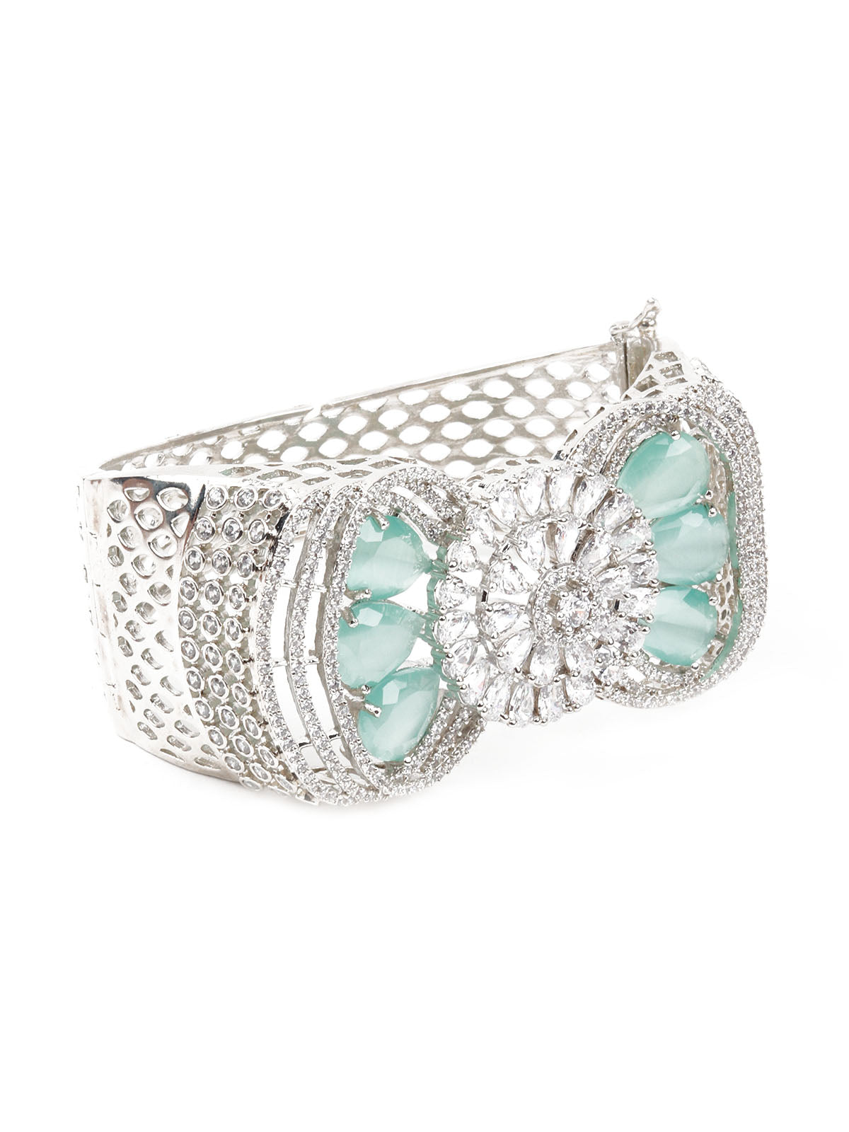 Odette Women Silver And Sea Green Imitation Embellished Bracelet