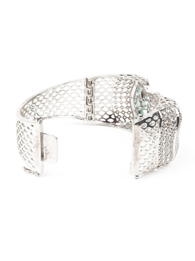 Odette Women Silver And Sea Green Imitation Embellished Bracelet