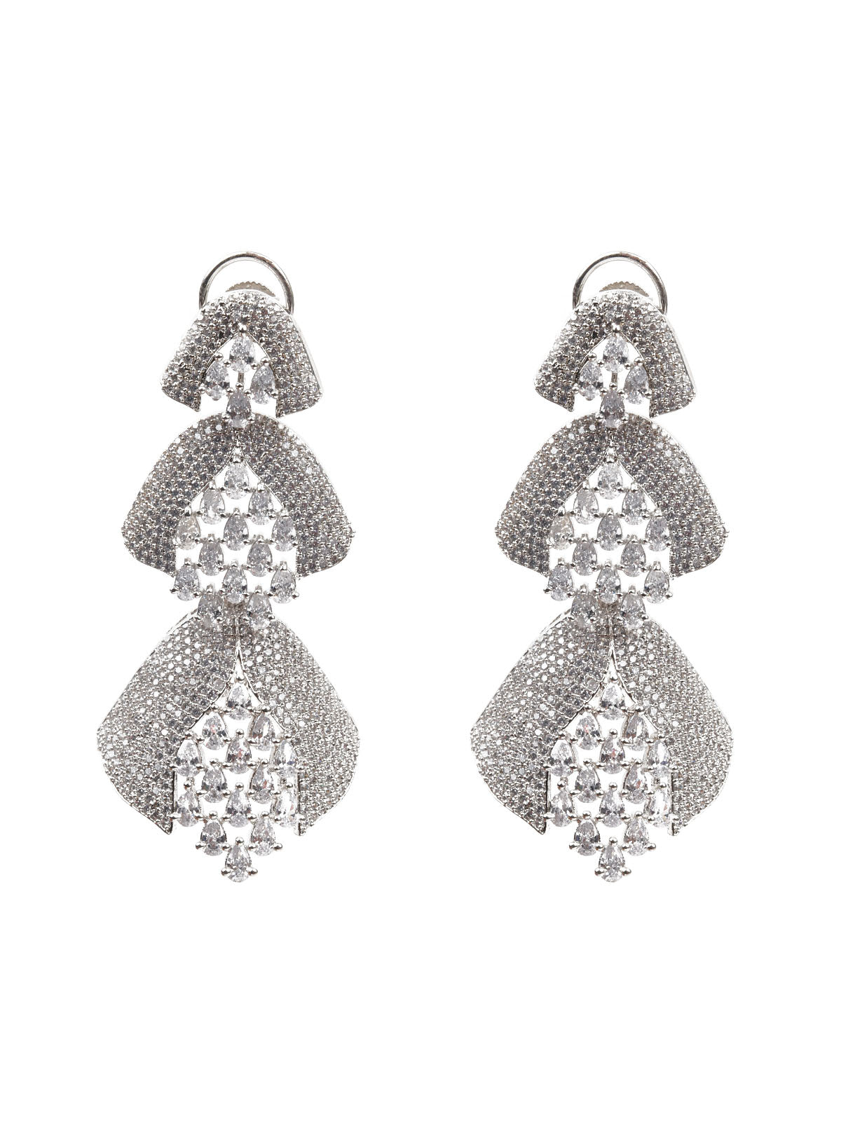 Odette Women Silver Cone Shaped Jhumki Earrings