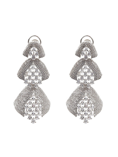 Odette Women Silver Cone Shaped Jhumki Earrings