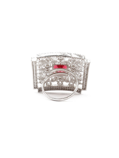 Odette Women White And Pink Mixed Metal Ring