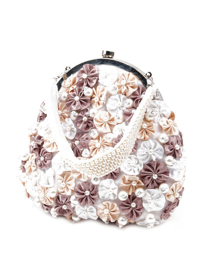 Odette Women Multicolored Floral Bridal Clutch Bag