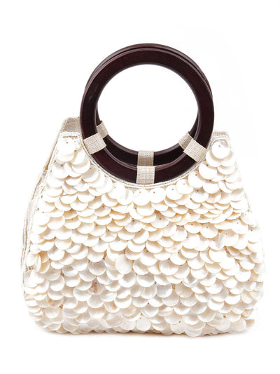 Odette Women Apricot Shell Embellished Clutch Bag