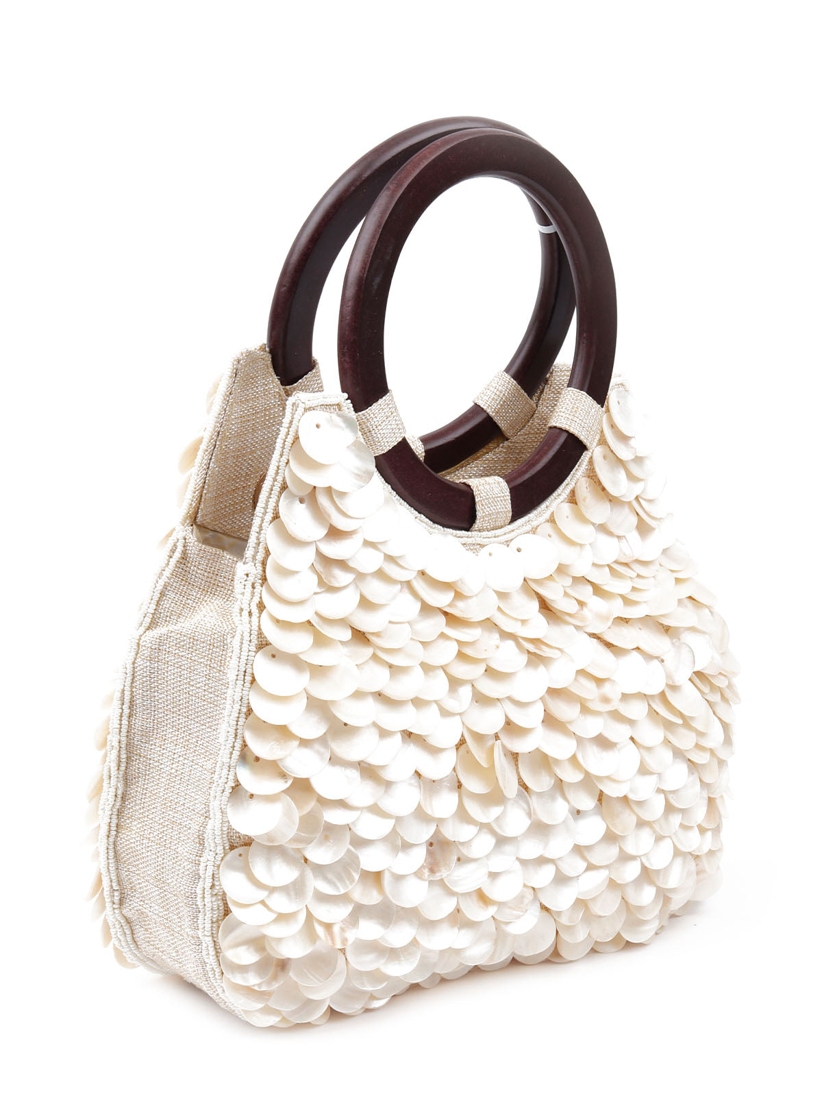 Odette Women Apricot Shell Embellished Clutch Bag