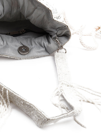 Odette Women Grey Embellished Potli Bag