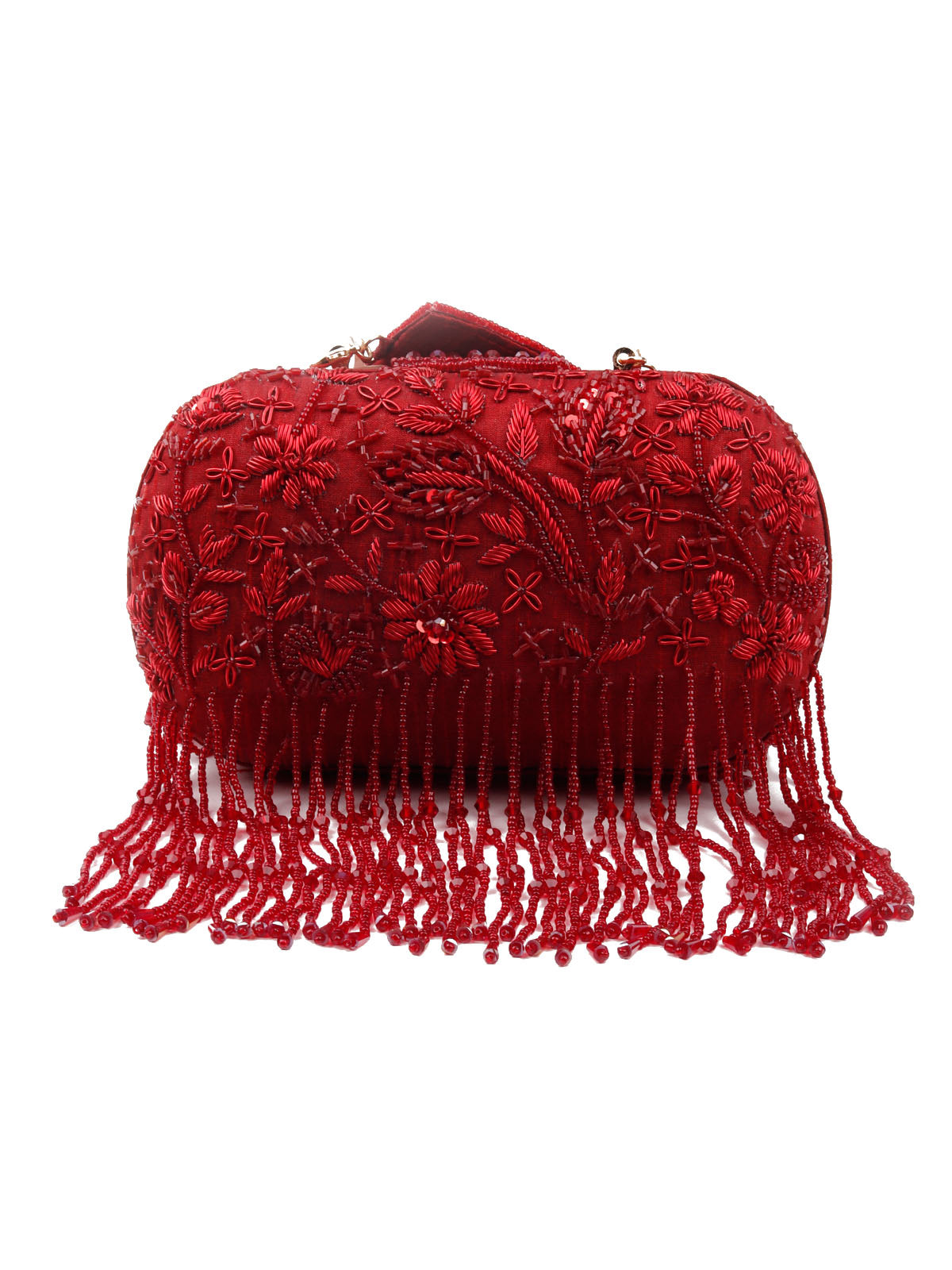 Odette Women Red Embroidered Clutch Bag