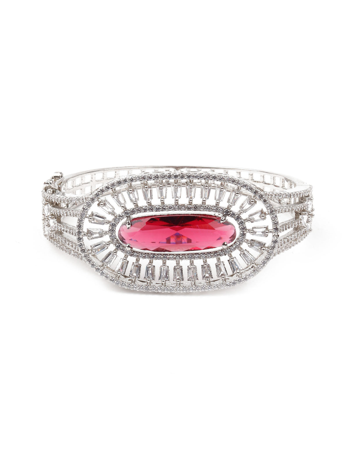 Odette Women Silver And Pink Imitation Embellished Bracelet