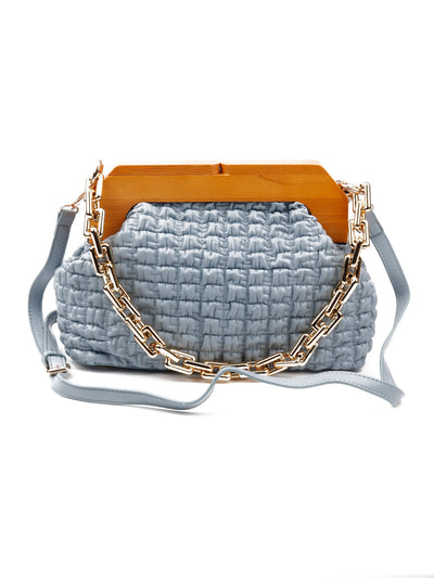 Odette Women Blue Patterned Clutch Bag