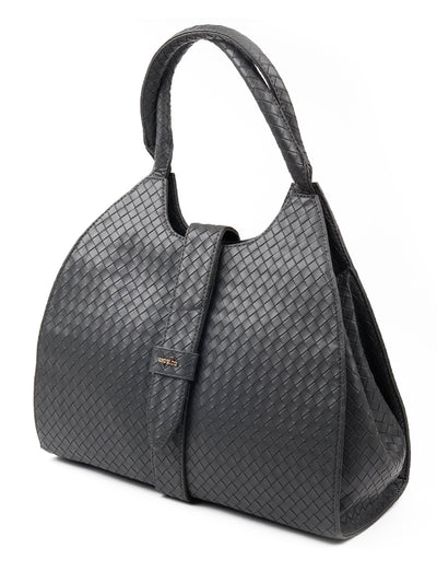 Odette Women Grey Patterned Spacious Tote Bag
