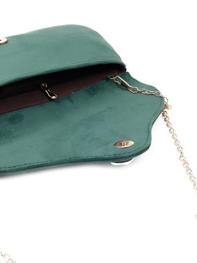 Odette Women Green Embellished Clutch