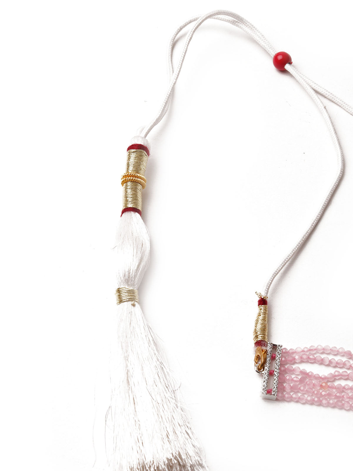 Odette Women Pink Beaded Choker Necklace And Drop Earring Set