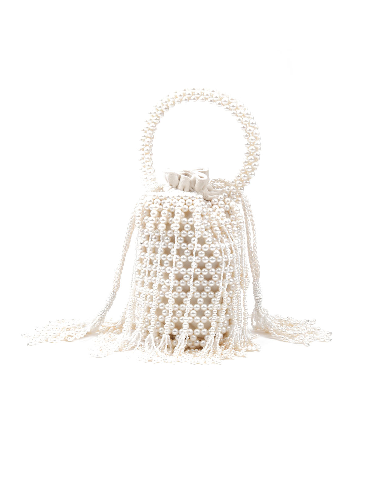 Odette Women White Pearl Embellished Potli Bag