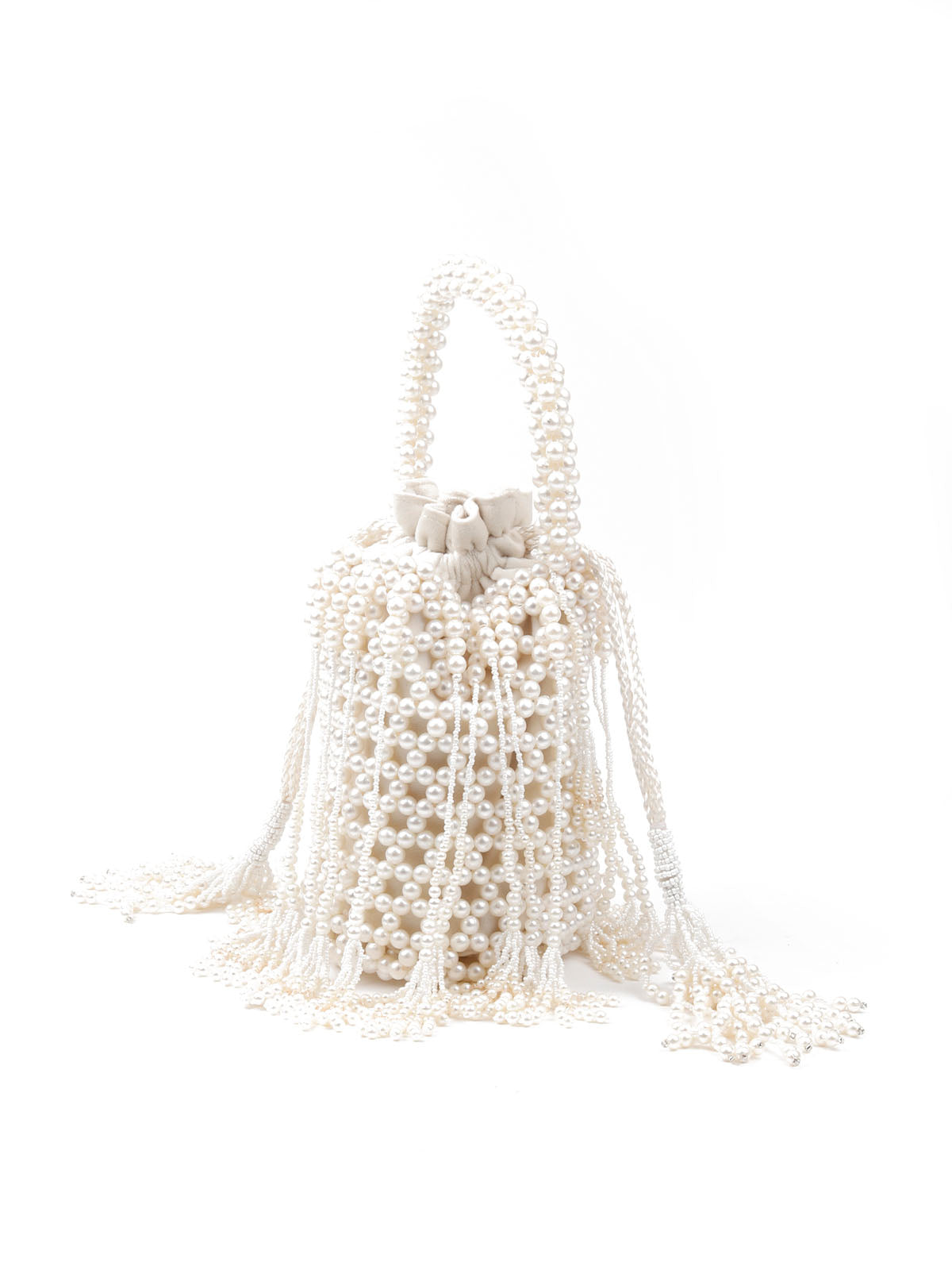 Odette Women White Pearl Embellished Potli Bag