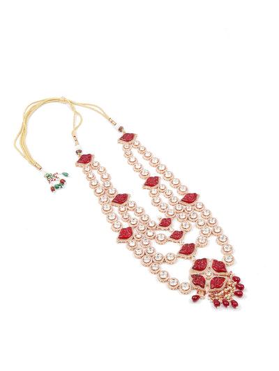 Odette Women Layered Bridal Long Rani Haar Necklace Set