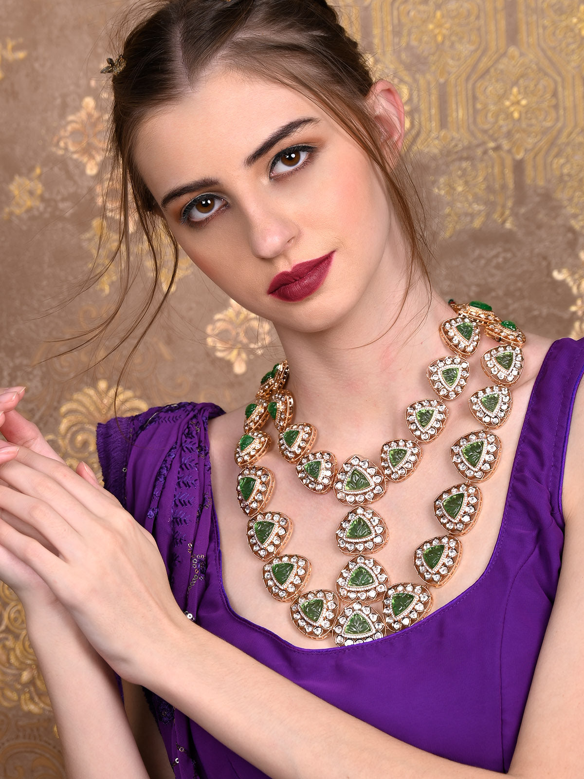 Buy DASTOOR Womens Gold Plated White Designer Choker Necklace set Online