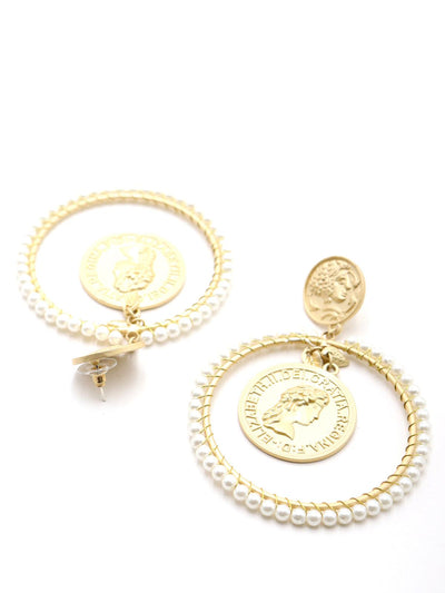 Attractive Gold Tone Ring Dangle Earrings - Odette