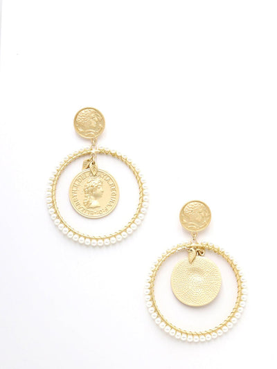 Attractive Gold Tone Ring Dangle Earrings - Odette