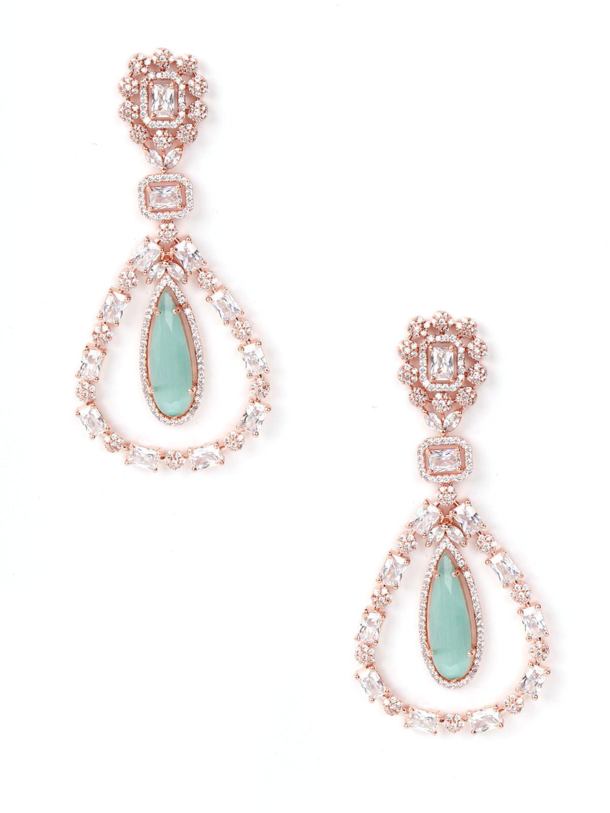 Authentic danglers with emerald stone Earring - Odette