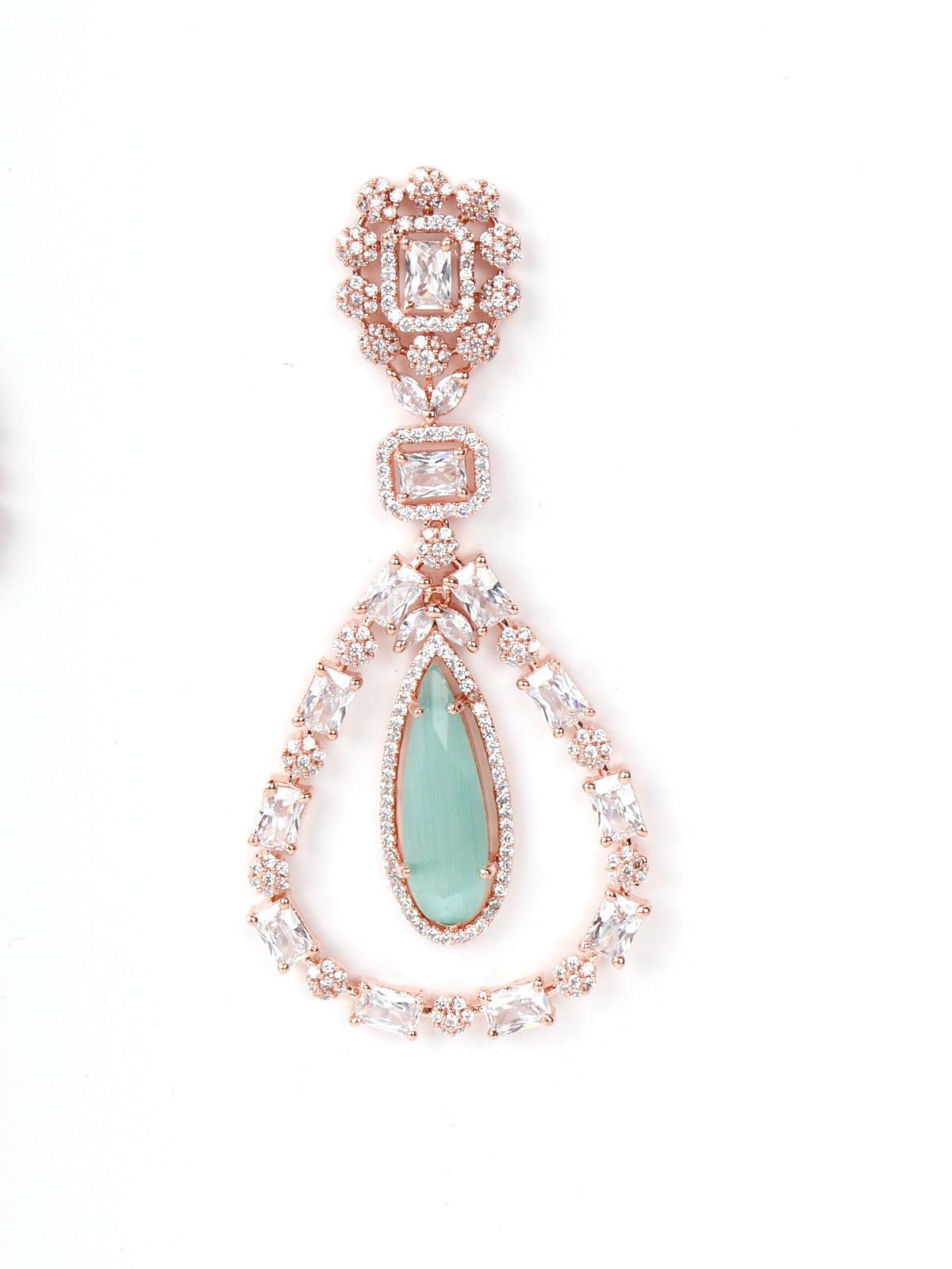Authentic danglers with emerald stone Earring - Odette