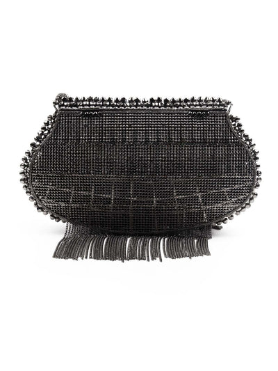 AWE-WORTHY  BLACK METAL HAND BAG - Odette