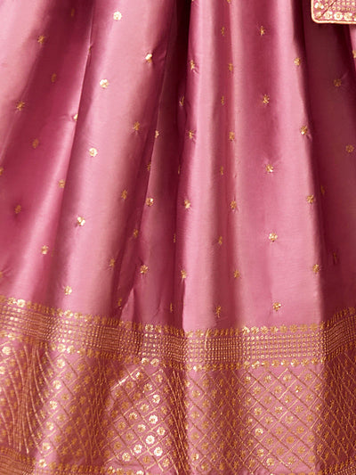 Odette Women Modern Semi Stitched Pink Semi Stitched Lehenga With Unstitched Blouse