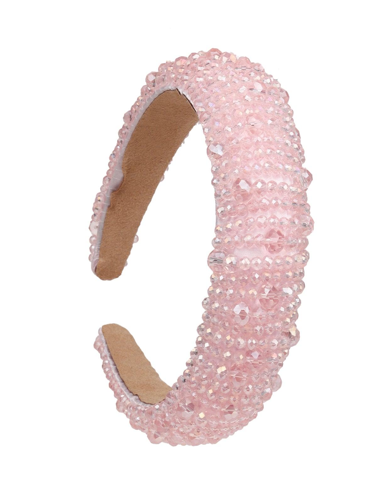 Baby Pink Beaded Chunky Hairband - Odette